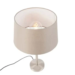 Moderne tafellamp staal met taupe kap 35 cm - Simplo
