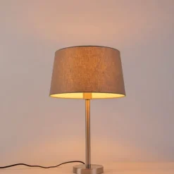 Moderne tafellamp staal met taupe kap 35 cm - Simplo