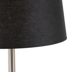 Moderne tafellamp staal met zwarte kap 35 cm - Simplo