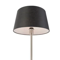 Moderne tafellamp staal met zwarte kap 35 cm - Simplo
