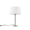 Moderne tafellamp staal met witte kap 32 cm - Simplo