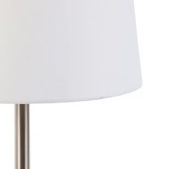 Moderne tafellamp staal met witte kap 32 cm - Simplo