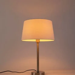 Moderne tafellamp staal met witte kap 32 cm - Simplo