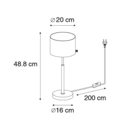 Moderne tafellamp stoffen kap zwart met goud - VT 1