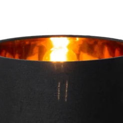 Moderne tafellamp stoffen kap zwart met goud - VT 1