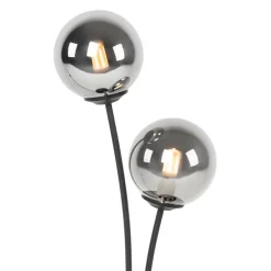 Moderne tafellamp zwart 2-lichts met smoke glas - Athens