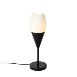 Moderne tafellamp zwart met opaal glas - Drop