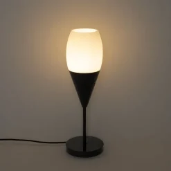 Moderne tafellamp zwart met opaal glas - Drop