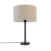Moderne tafellamp zwart met boucle kap lichtbruin 35 cm - Simplo