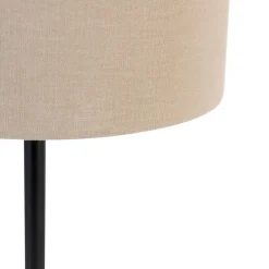 Moderne tafellamp zwart met boucle kap lichtbruin 35 cm - Simplo