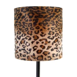 Moderne tafellamp zwart met kap luipaard 25 cm - Simplo