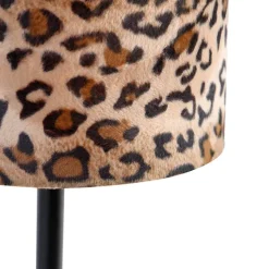 Moderne tafellamp zwart met kap luipaard 25 cm - Simplo