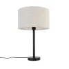 Moderne tafellamp zwart met boucle kap lichtgrijs 35 cm - Simplo