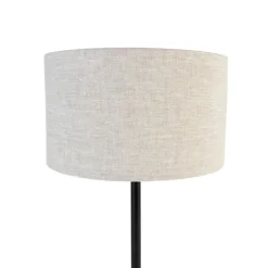 Moderne tafellamp zwart met boucle kap lichtgrijs 35 cm - Simplo