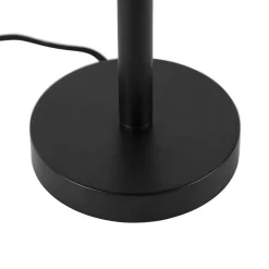 Moderne tafellamp zwart met boucle kap lichtgrijs 35 cm - Simplo