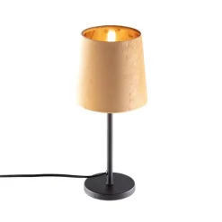 Moderne tafellamp zwart met gele kap - Lakitu