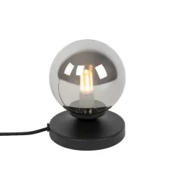 Moderne tafellamp zwart met smoke glas - Athens