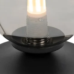 Moderne tafellamp zwart met smoke glas - Athens