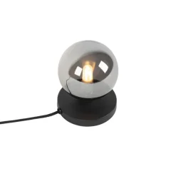 Moderne tafellamp zwart met smoke glas - Athens