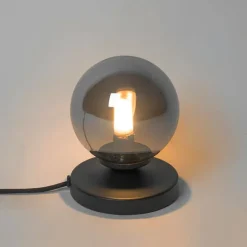 Moderne tafellamp zwart met smoke glas - Athens