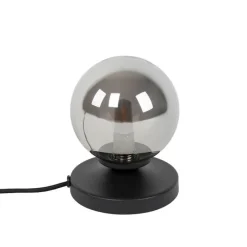 Moderne tafellamp zwart met smoke glas - Athens