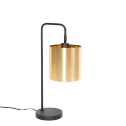 Moderne tafellamp zwart met goud - Lofty