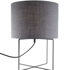 Moderne tafellamp zwart met grijze kap - Hina