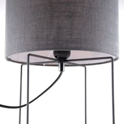Moderne tafellamp zwart met grijze kap - Hina
