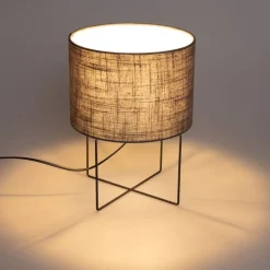 Moderne tafellamp zwart met grijze kap - Hina