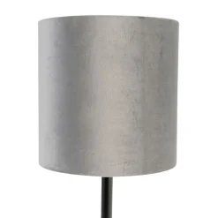 Moderne tafellamp zwart met kap grijs 25 cm - Simplo