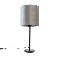 Moderne tafellamp zwart met kap grijs 25 cm - Simplo