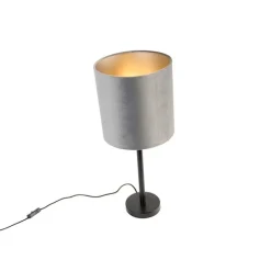 Moderne tafellamp zwart met kap grijs 25 cm - Simplo
