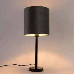 Moderne tafellamp zwart met kap grijs 25 cm - Simplo