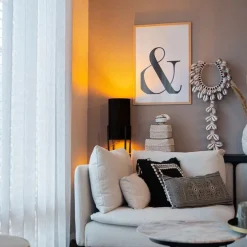 Moderne tafellamp zwart met velours zwarte kap - Rich