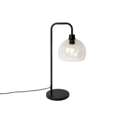 Moderne tafellamp zwart met smoke kap - Maly