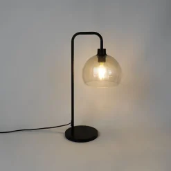 Moderne tafellamp zwart met smoke kap - Maly
