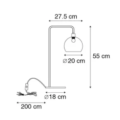 Moderne tafellamp zwart met smoke kap - Maly