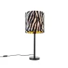 Moderne tafellamp zwart met kap zebra 25 cm - Simplo