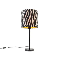 Moderne tafellamp zwart met kap zebra 25 cm - Simplo