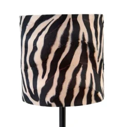 Moderne tafellamp zwart met kap zebra 25 cm - Simplo