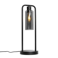Moderne tafellamp zwart met smoke glas - Stavelot