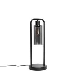 Moderne tafellamp zwart met smoke glas - Stavelot
