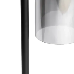 Moderne tafellamp zwart met smoke glas - Stavelot