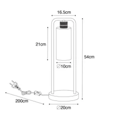 Moderne tafellamp zwart met smoke glas - Stavelot