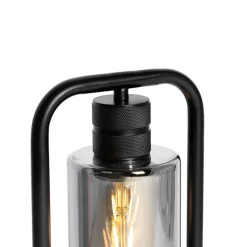 Moderne tafellamp zwart met smoke glas - Stavelot