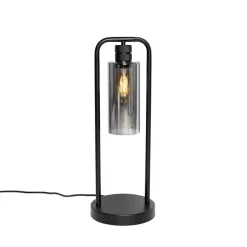 Moderne tafellamp zwart met smoke glas - Stavelot