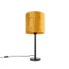 Moderne tafellamp zwart met kap goud 25 cm - Simplo