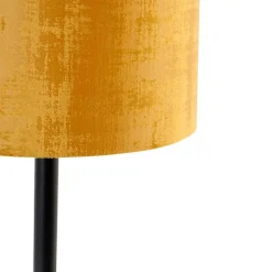 Moderne tafellamp zwart met kap goud 25 cm - Simplo