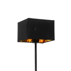 Moderne tafellamp zwart stoffen kap zwart met goud - VT 1