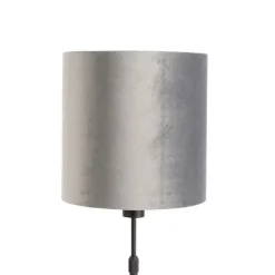Moderne tafellamp zwart stoffen kap grijs 25 cm verstelbaar - Parte